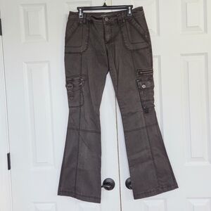 MARRAKECH BOOT CUT CARGO UTILITY PANTS DARK BROWN SIZE 28